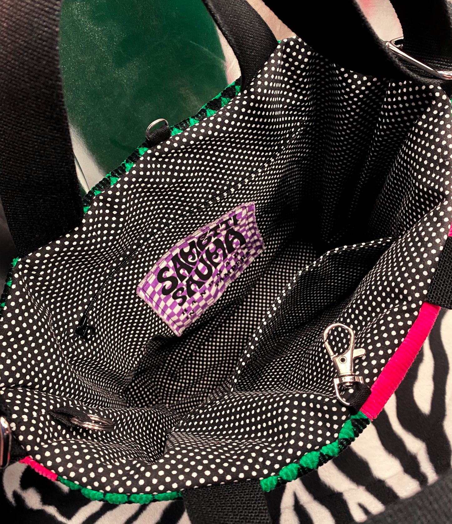 Molli-laukku • vihreä + pinkki