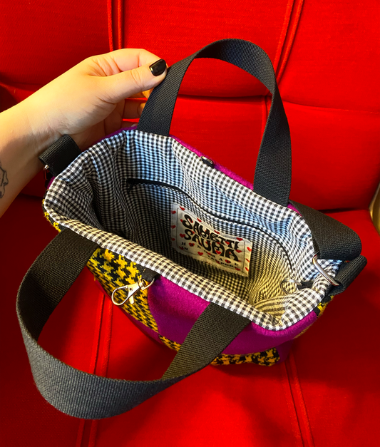 Molli-laukku • pinkki + keltainen villakangas