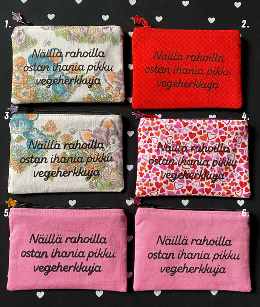 Näillä rahoilla ostan ihania pikku vegeherkkuja • kolikkokukkaro