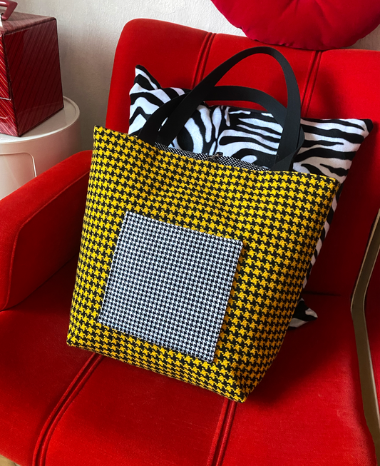 Hedwig-laukku • musta + keltainen villakangas