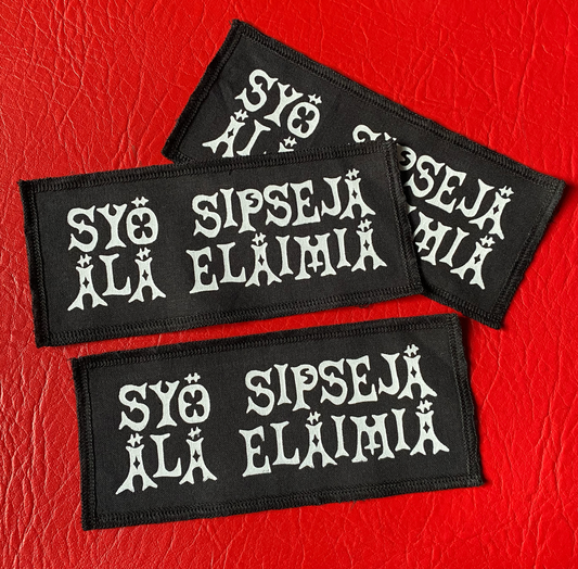 Syö sipsejä älä eläimiä • kangasmerkki